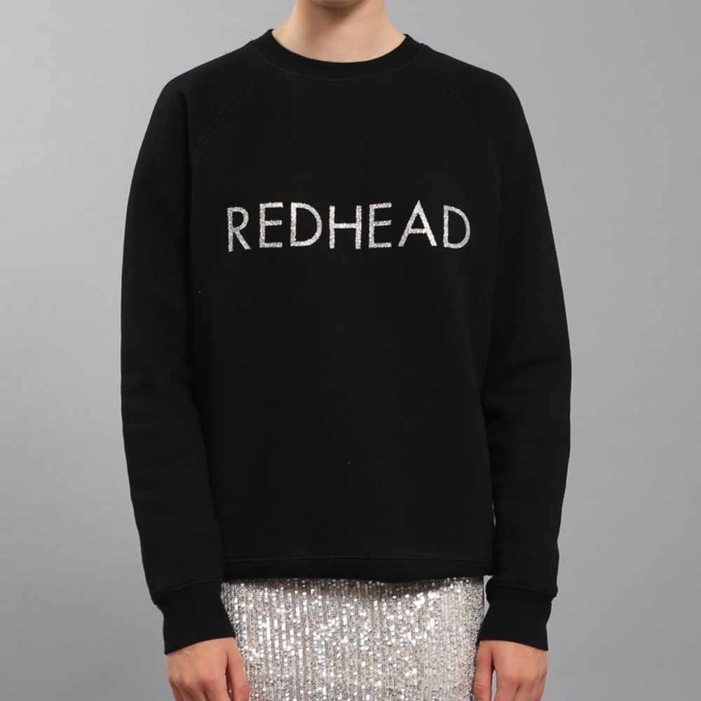 BRUNETTE THE LABEL Crewneck Women M/L Black Silver Metallic REDHEAD Sweatshirt